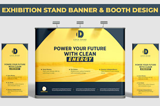 design exhibition stand banner, backdrop, and booth design