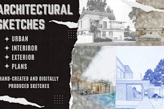 do architectural sketches interior, exterior, urban