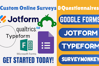 craft professional online survey, questionnaire, assessment quiz or forms
