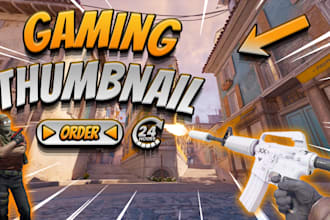 do simple eye catching youtube gaming thumbnails design in 24h
