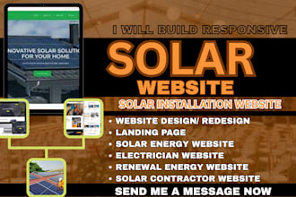 solar website solar installation website solar energy, electrician landing page