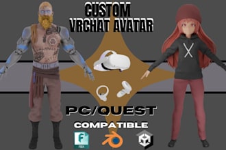 create custom vrchat avatar 3d model furry avatar anime