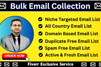 collect niche targeted valid active and bulk email lists for email marketing