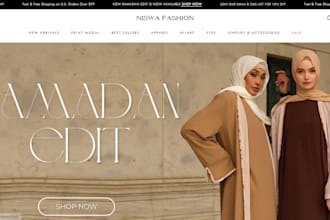design islamic wear website abaya hijab shopify  store clothing apparel website