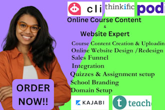 create,upload kajabi course content,kajabi course website,teachable,sales funnel