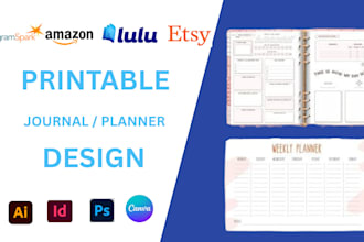 design custom printable journal, canva editable checklist, workbook journal kdp