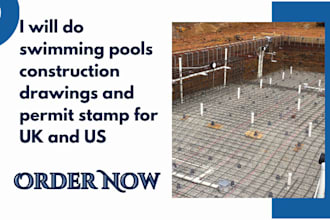 do swimming pools construction drawings and permit stamp for UK and US