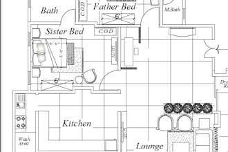 draw architectural floor plan with furniture layout designing