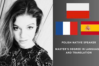 translate from french or spanish into polish and vice versa