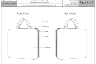 create bag design, backpack, handbag and bag tech pack
