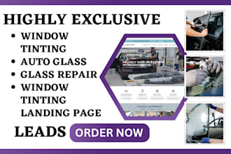 generate window tinting leads auto glass landing page window glass repair funnel