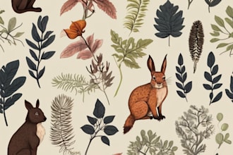 illustrate botanical flowers, fruits, animals