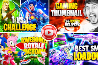 do awesome gaming youtube thumbnail design for you
