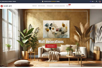 design responsive wall art shopify store print on demand canvas website design