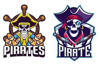 design vector illustration of pirate skull mascot logo