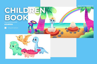 draw your cute and colorfull childrens book illustration