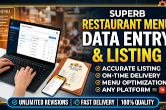 do restaurant menu data entry, menu formatting and updates