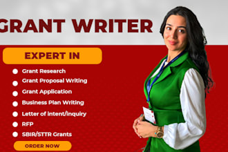 do grant writing, grant research, grant application, business plan and rfp