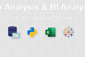 do bi analytics, data insights, and modeling with python, sql, tableau, power bi