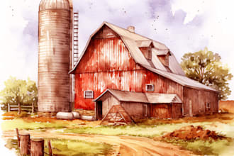 make watercolor house or landscape art