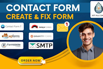 create or fix wordpress contact form7 wp form ninja form gravity form SMTP