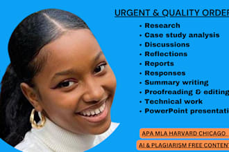 do urgent research, case study analysis, and summary writing