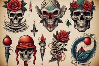 create amazing traditional or old school tattoo style design