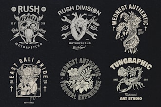 create amazing black and white vintage skull tshirt design