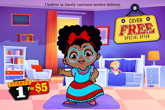 do children story book illustration and children book cover design