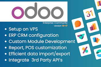 deploy odoo, develop custom odoo modules and odoo website