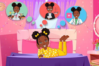 illustrate cute african american children book illustrations