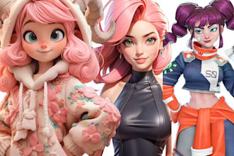stylized 3d cartoon character design 3d character model 3d toy 3d print or video
