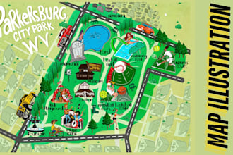 design custom fantasy map illustration 2d vector map event or city map