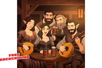 draw dnd art character, creature, game art, sheet, fantasy art and dnd party
