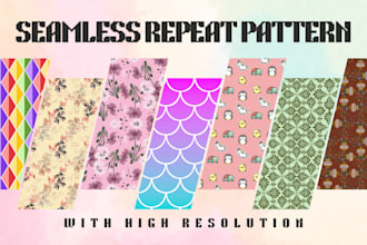 make floral seamless repeat pattern and dress mockup