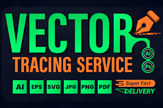 trace, redraw, vectorize, fix, and precisely recreate your logo or image quickly