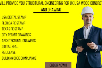 provide you structural engineering for uk usa wood concrete and drawing