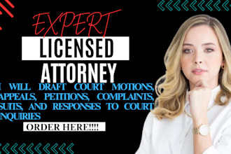 be your attorney to draft court motions, appeals, lawsuits and petitions
