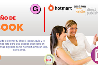 diseñare tu ebook, guía y manual pdf KDP hotmart gumroad
