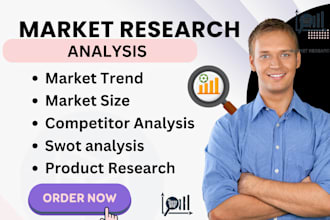 do market research, competitor analysis, swot and pest analysis, segmental