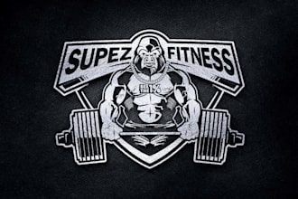 design killer lion, gorilla, gym, fitness and sports logo