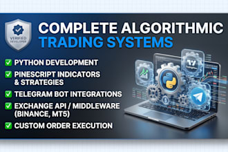 build custom python trading bot, pinescript indicator and telegram bot