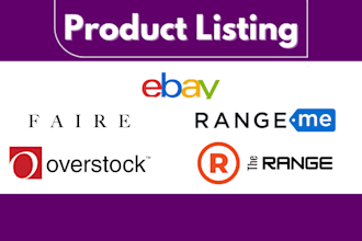 do professional product upload on faire, rangeme, ebay, range and overstock
