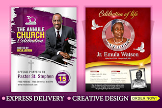 church flyer, obituary, funeral or event flyer in 6hrs