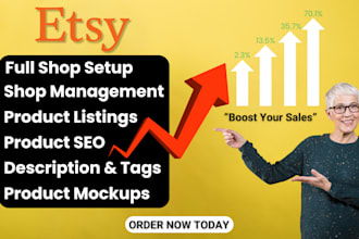 set up your etsy shop, add listings, SEO or do a complete overhaul