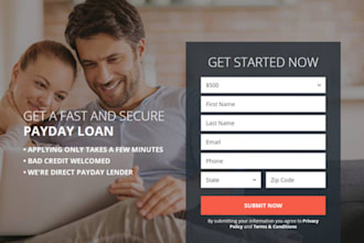 design payday loan landing website generate mca leads business loan sales funnel