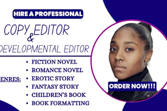 line and copy edit, developmental edit, format your fiction novel, nonfiction