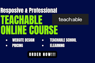 create and upload online course on teachable, teachable school and kajabi