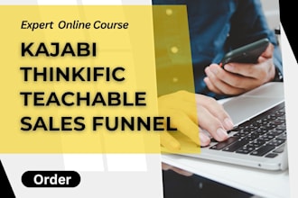 setup kajabi online course website kajabi sales funnel teachable thninkific