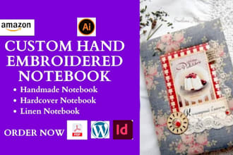 format, design, custom hand embroidered notebook, handmade fabric notebook